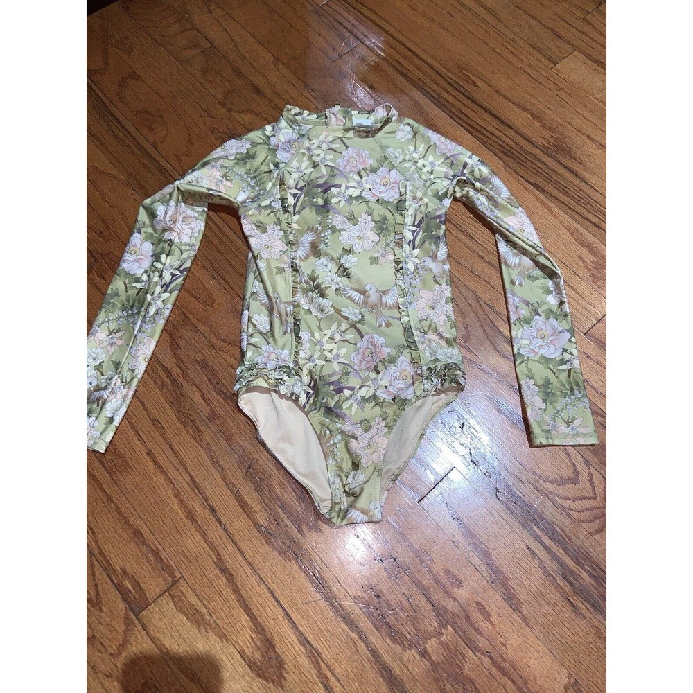 Spell Kids One-Piece Swim Suit in Green Floral